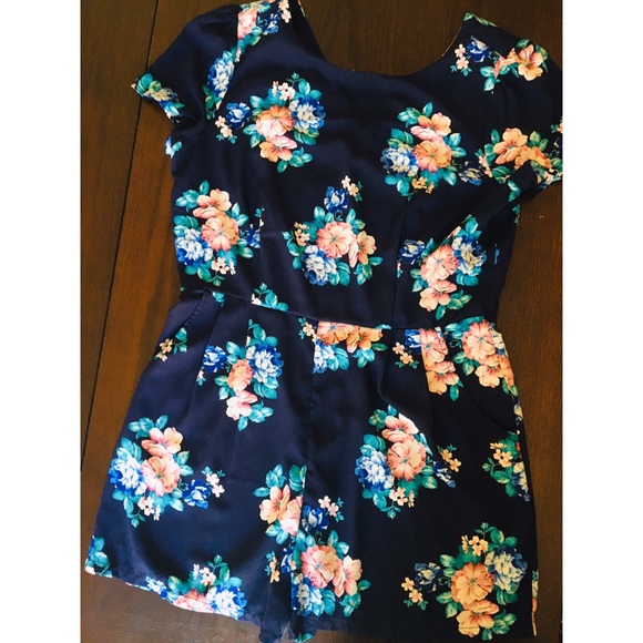 Pants - Nave blue floral romper